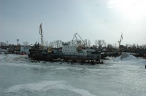 Впервые в истории завода подъём судна водоизмещением 666тонн. Проект Р153